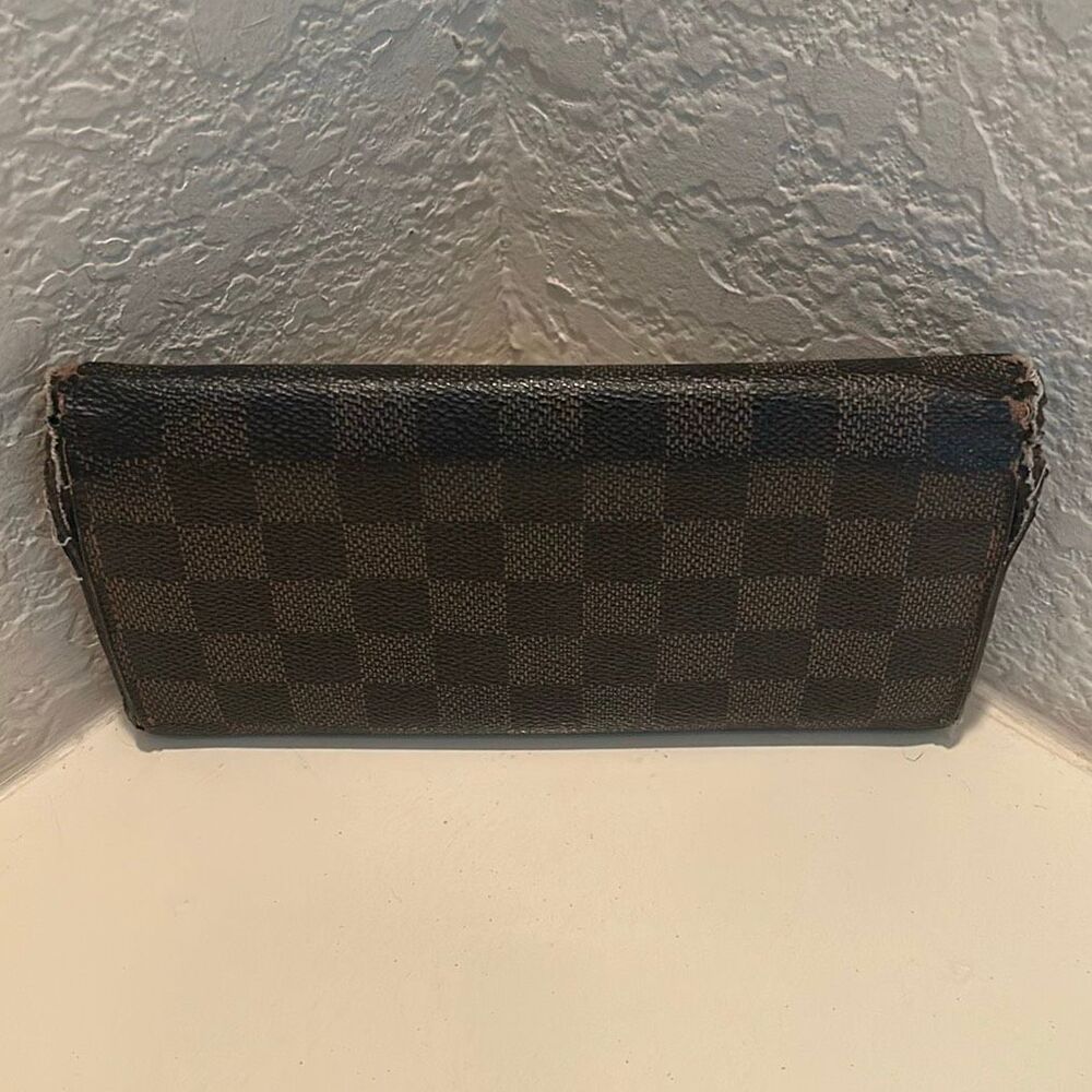 Louis Vuitton Damier Ebene Sarah Wallet Brown Checkered Longline Iconic Luxury - Picture 2 of 10